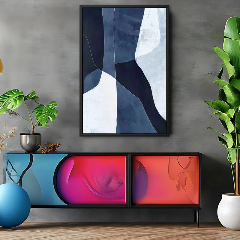 Canvas Wall Art Stretched Over Wooden Frame with Floating Frame and Ice Abstract Painting CV4187 - Al Rugaib Furniture