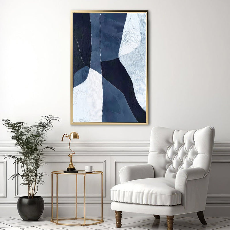 Canvas Wall Art Stretched Over Wooden Frame with Floating Frame and Ice Abstract Painting CV4187 - Al Rugaib Furniture