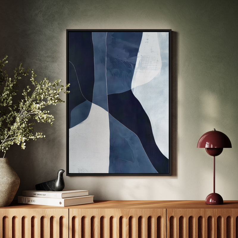 Canvas Wall Art Stretched Over Wooden Frame with Floating Frame and Ice Abstract Painting CV4187 - Al Rugaib Furniture