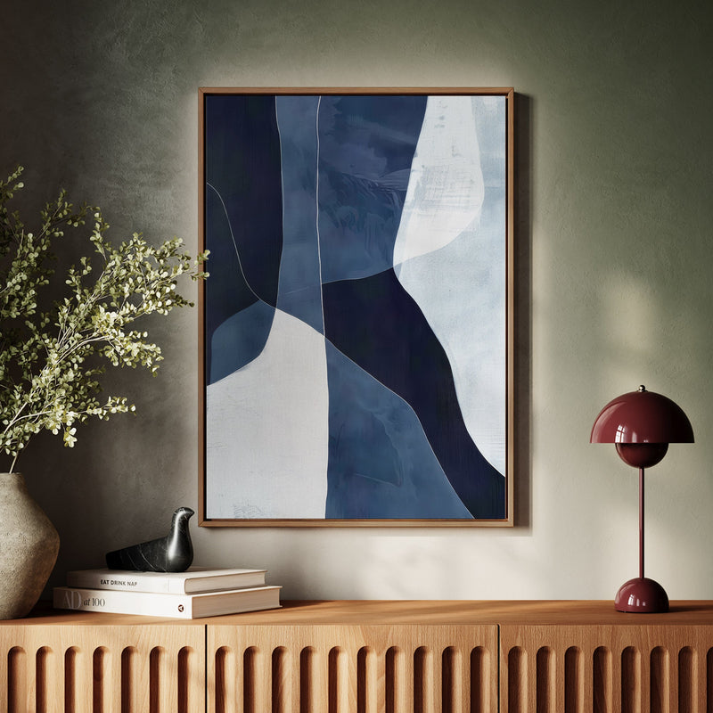 Canvas Wall Art Stretched Over Wooden Frame with Floating Frame and Ice Abstract Painting CV4187 - Al Rugaib Furniture