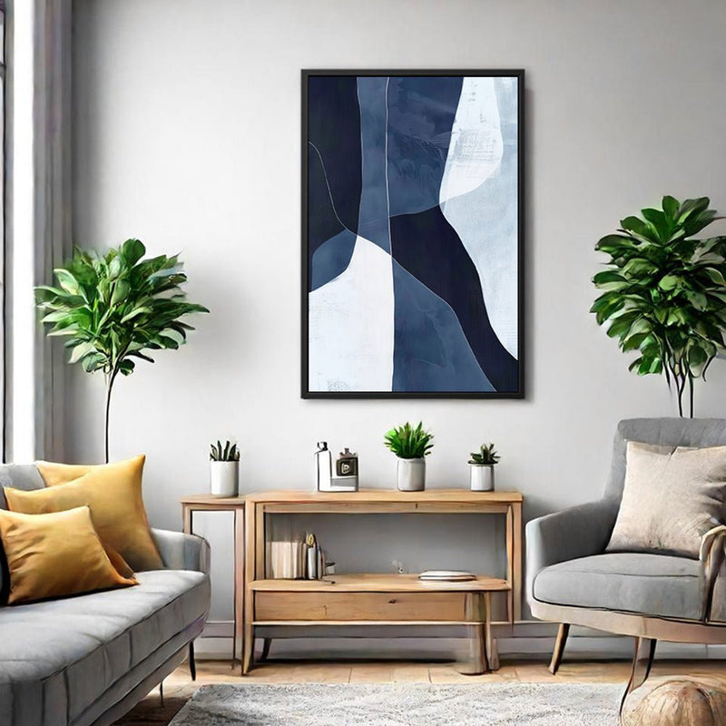 Canvas Wall Art Stretched Over Wooden Frame with Floating Frame and Ice Abstract Painting CV4187 - Al Rugaib Furniture