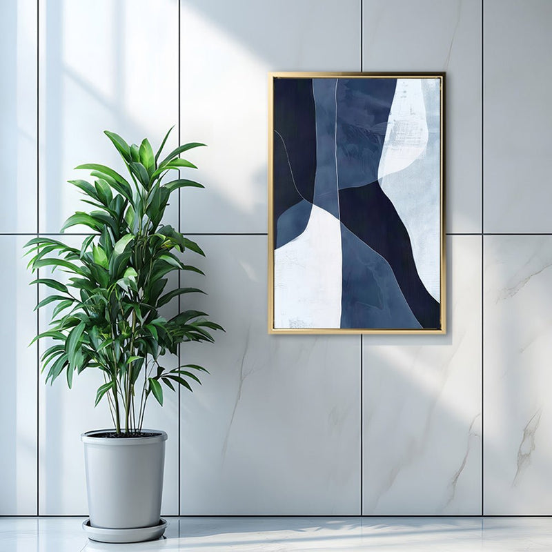 Canvas Wall Art Stretched Over Wooden Frame with Floating Frame and Ice Abstract Painting CV4187 - Al Rugaib Furniture