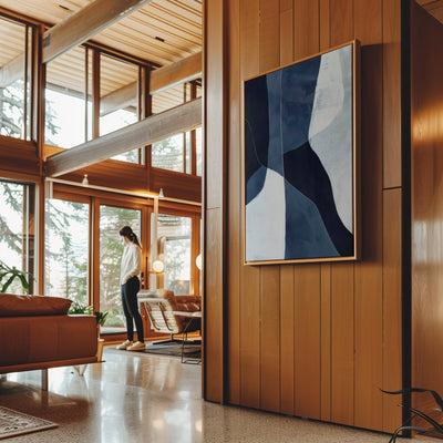 Canvas Wall Art Stretched Over Wooden Frame with Floating Frame and Ice Abstract Painting CV4187 - Al Rugaib Furniture