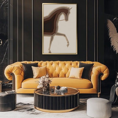 Canvas Wall Art Stretched Over Wooden Frame with Floating Frame and Knight Horse Painting CV4188 - Al Rugaib Furniture