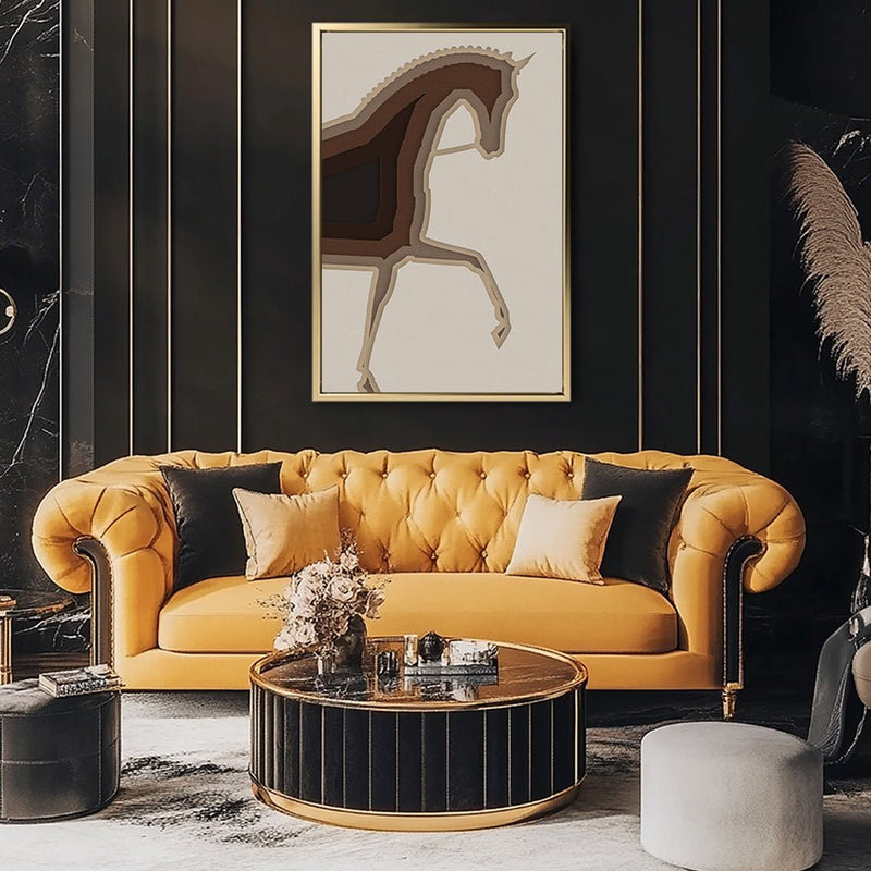 Canvas Wall Art Stretched Over Wooden Frame with Floating Frame and Knight Horse Painting CV4188 - Al Rugaib Furniture