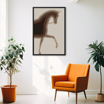 Canvas Wall Art Stretched Over Wooden Frame with Floating Frame and Knight Horse Painting CV4188 - Al Rugaib Furniture