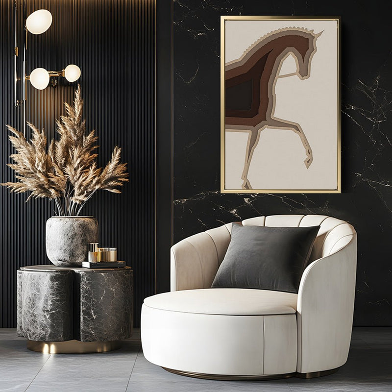 Canvas Wall Art Stretched Over Wooden Frame with Floating Frame and Knight Horse Painting CV4188 - Al Rugaib Furniture