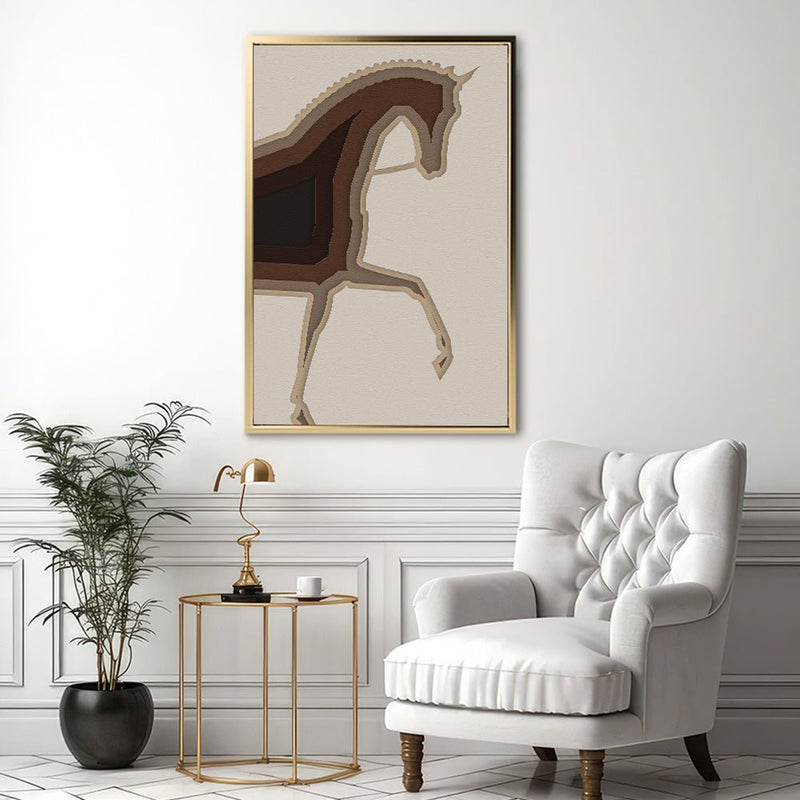 Canvas Wall Art Stretched Over Wooden Frame with Floating Frame and Knight Horse Painting CV4188 - Al Rugaib Furniture