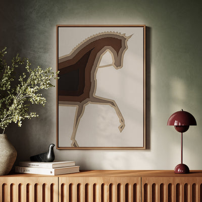 Canvas Wall Art Stretched Over Wooden Frame with Floating Frame and Knight Horse Painting CV4188 - Al Rugaib Furniture