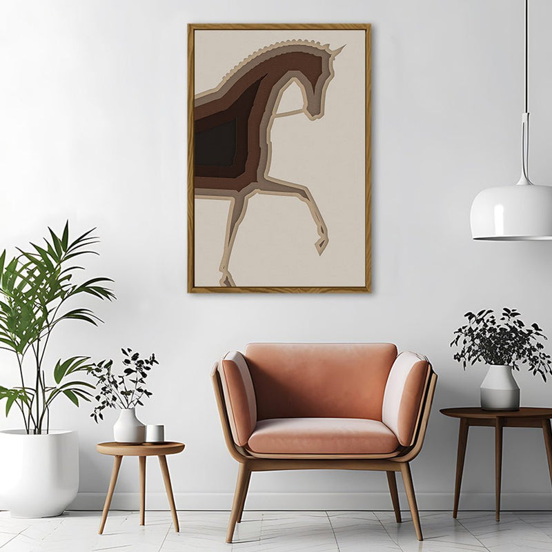 Canvas Wall Art Stretched Over Wooden Frame with Floating Frame and Knight Horse Painting CV4188 - Al Rugaib Furniture