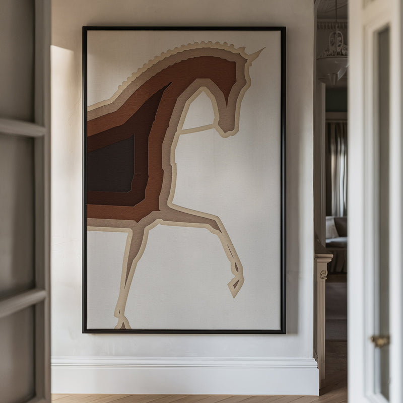 Canvas Wall Art Stretched Over Wooden Frame with Floating Frame and Knight Horse Painting CV4188 - Al Rugaib Furniture