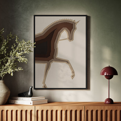 Canvas Wall Art Stretched Over Wooden Frame with Floating Frame and Knight Horse Painting CV4188 - Al Rugaib Furniture