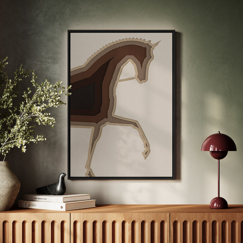 Canvas Wall Art Stretched Over Wooden Frame with Floating Frame and Knight Horse Painting CV4188 - Al Rugaib Furniture