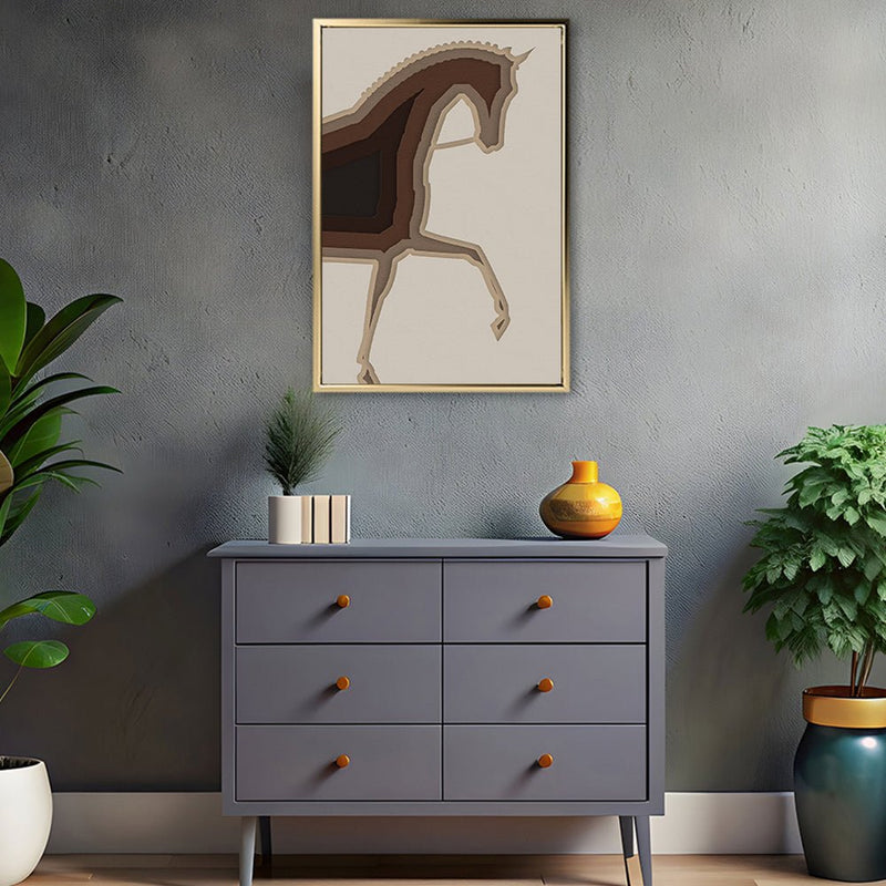 Canvas Wall Art Stretched Over Wooden Frame with Floating Frame and Knight Horse Painting CV4188 - Al Rugaib Furniture