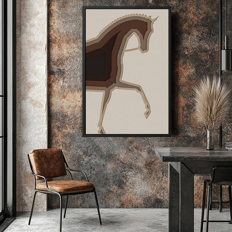 Canvas Wall Art Stretched Over Wooden Frame with Floating Frame and Knight Horse Painting CV4188 - Al Rugaib Furniture