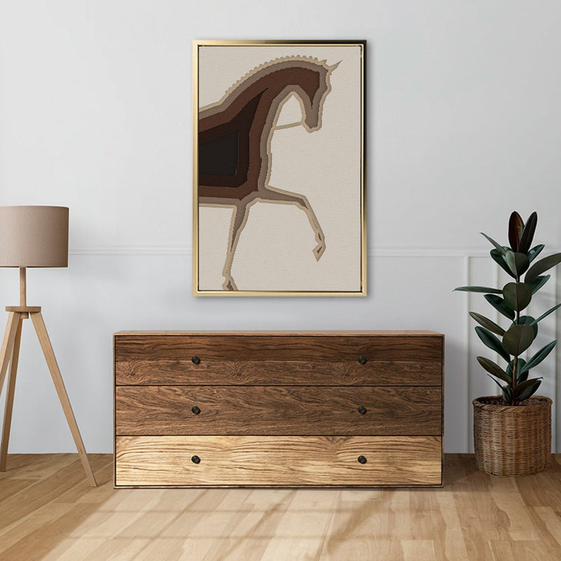 Canvas Wall Art Stretched Over Wooden Frame with Floating Frame and Knight Horse Painting CV4188 - Al Rugaib Furniture