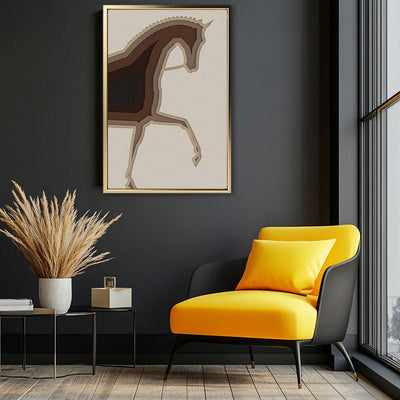 Canvas Wall Art Stretched Over Wooden Frame with Floating Frame and Knight Horse Painting CV4188 - Al Rugaib Furniture