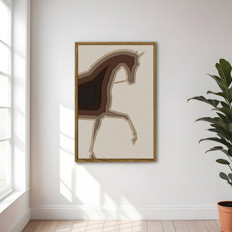 Canvas Wall Art Stretched Over Wooden Frame with Floating Frame and Knight Horse Painting CV4188 - Al Rugaib Furniture
