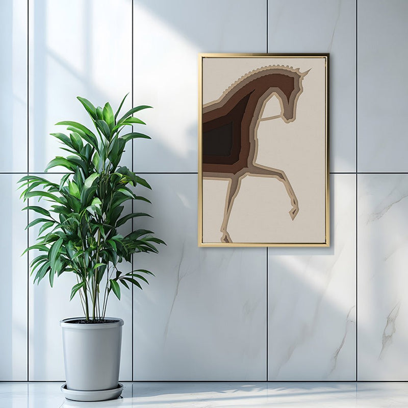 Canvas Wall Art Stretched Over Wooden Frame with Floating Frame and Knight Horse Painting CV4188 - Al Rugaib Furniture