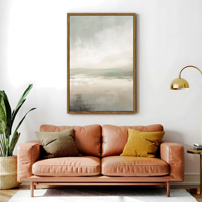 Canvas Wall Art Stretched Over Wooden Frame with Floating Frame and lake Abstract Painting CV4189 - Al Rugaib Furniture