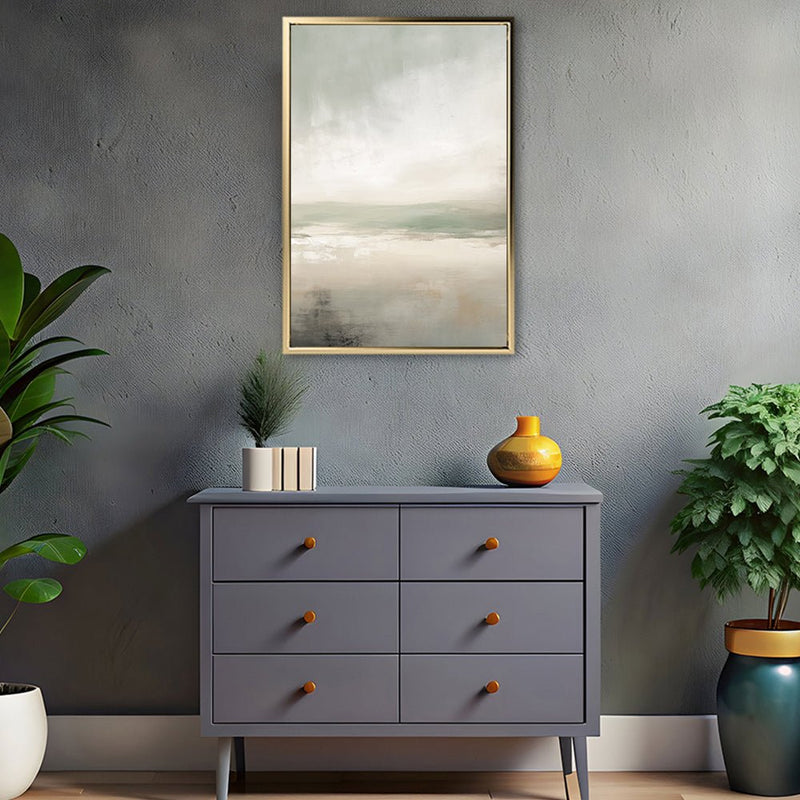 Canvas Wall Art Stretched Over Wooden Frame with Floating Frame and lake Abstract Painting CV4189 - Al Rugaib Furniture