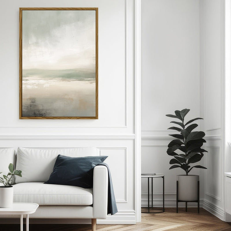 Canvas Wall Art Stretched Over Wooden Frame with Floating Frame and lake Abstract Painting CV4189 - Al Rugaib Furniture