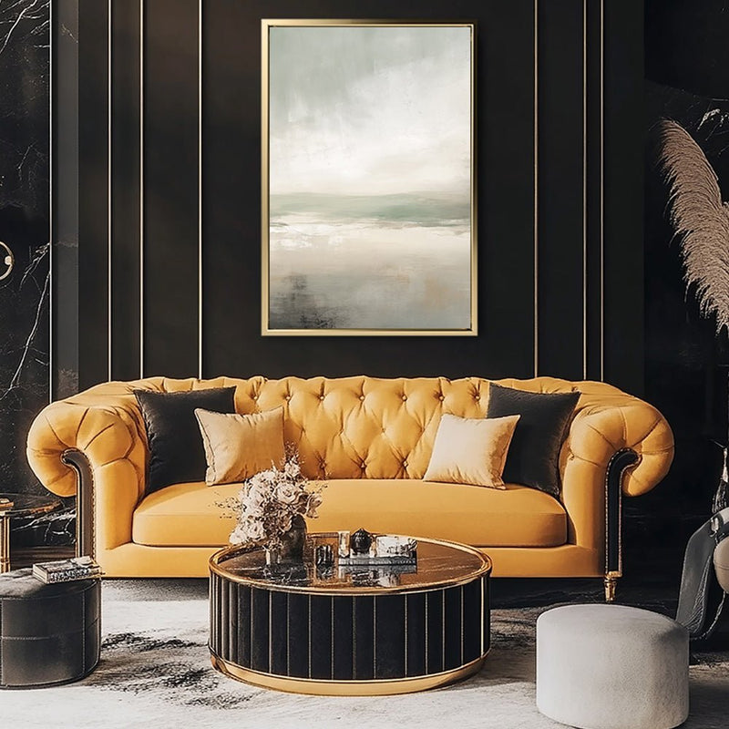 Canvas Wall Art Stretched Over Wooden Frame with Floating Frame and lake Abstract Painting CV4189 - Al Rugaib Furniture