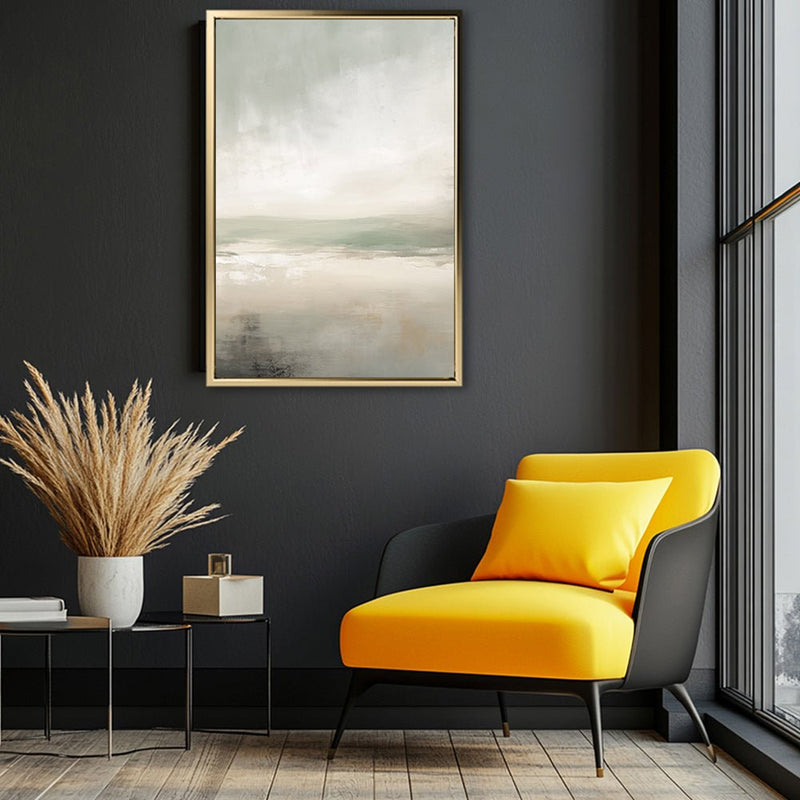 Canvas Wall Art Stretched Over Wooden Frame with Floating Frame and lake Abstract Painting CV4189 - Al Rugaib Furniture