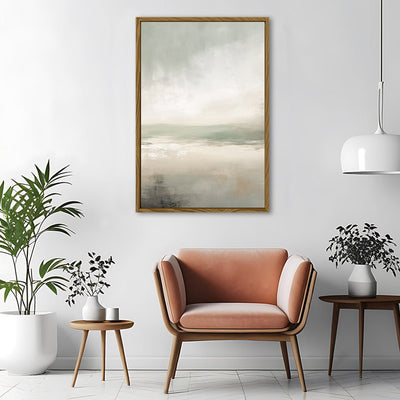 Canvas Wall Art Stretched Over Wooden Frame with Floating Frame and lake Abstract Painting CV4189 - Al Rugaib Furniture