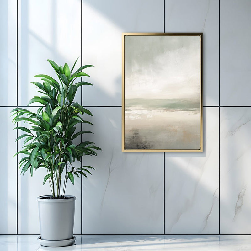 Canvas Wall Art Stretched Over Wooden Frame with Floating Frame and lake Abstract Painting CV4189 - Al Rugaib Furniture