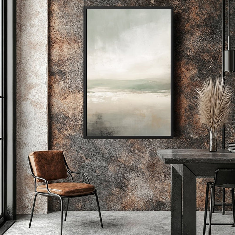 Canvas Wall Art Stretched Over Wooden Frame with Floating Frame and lake Abstract Painting CV4189 - Al Rugaib Furniture