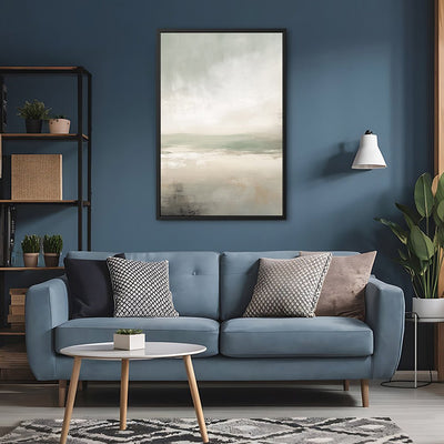 Canvas Wall Art Stretched Over Wooden Frame with Floating Frame and lake Abstract Painting CV4189 - Al Rugaib Furniture