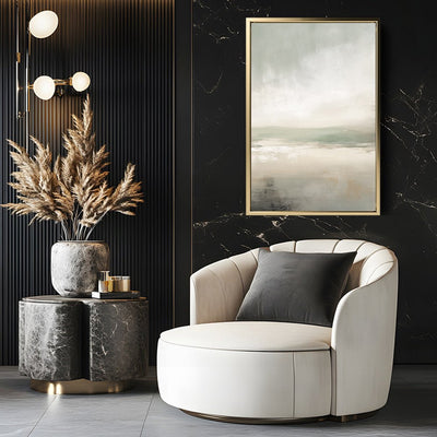 Canvas Wall Art Stretched Over Wooden Frame with Floating Frame and lake Abstract Painting CV4189 - Al Rugaib Furniture