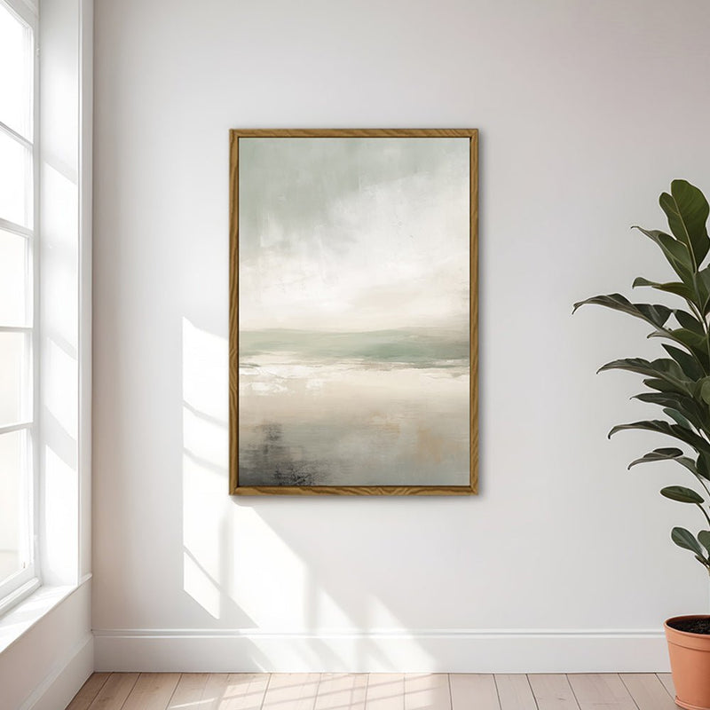 Canvas Wall Art Stretched Over Wooden Frame with Floating Frame and lake Abstract Painting CV4189 - Al Rugaib Furniture