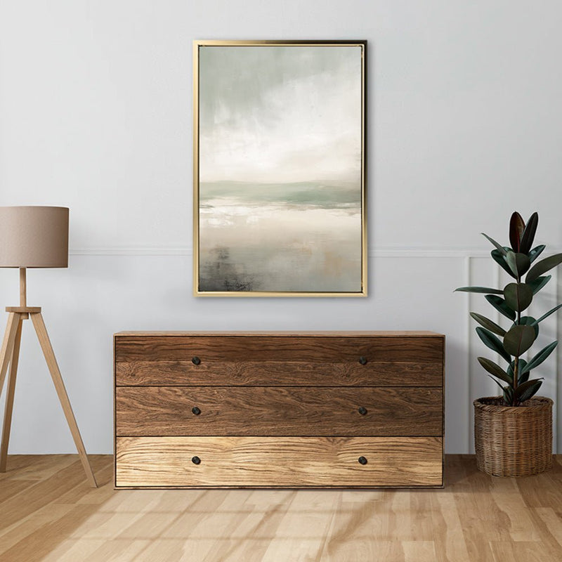 Canvas Wall Art Stretched Over Wooden Frame with Floating Frame and lake Abstract Painting CV4189 - Al Rugaib Furniture