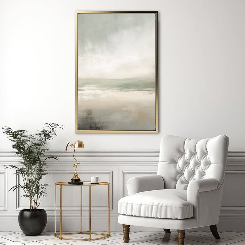 Canvas Wall Art Stretched Over Wooden Frame with Floating Frame and lake Abstract Painting CV4189 - Al Rugaib Furniture