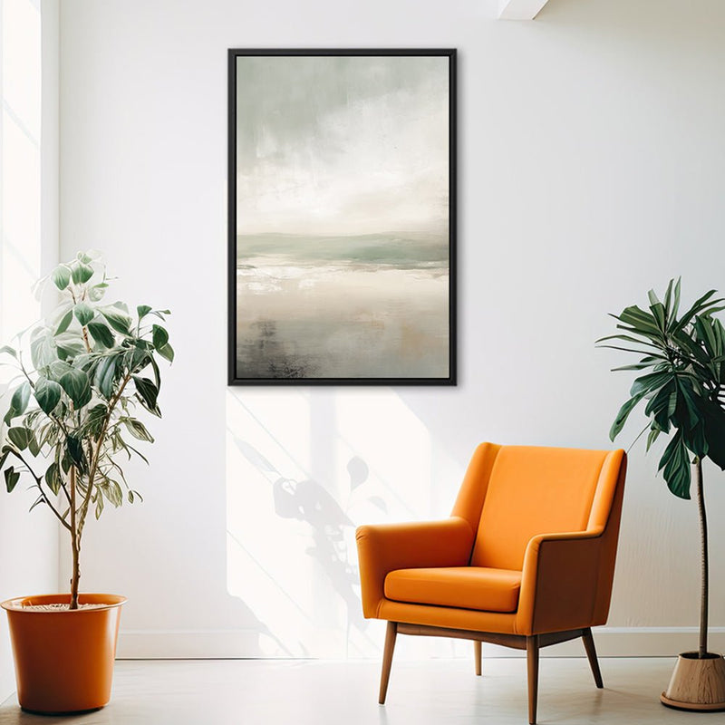 Canvas Wall Art Stretched Over Wooden Frame with Floating Frame and lake Abstract Painting CV4189 - Al Rugaib Furniture