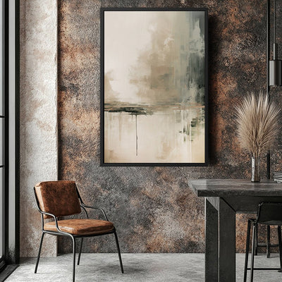 Canvas Wall Art Stretched Over Wooden Frame with Floating Frame and Lake Abstract Painting CV4190 - Al Rugaib Furniture