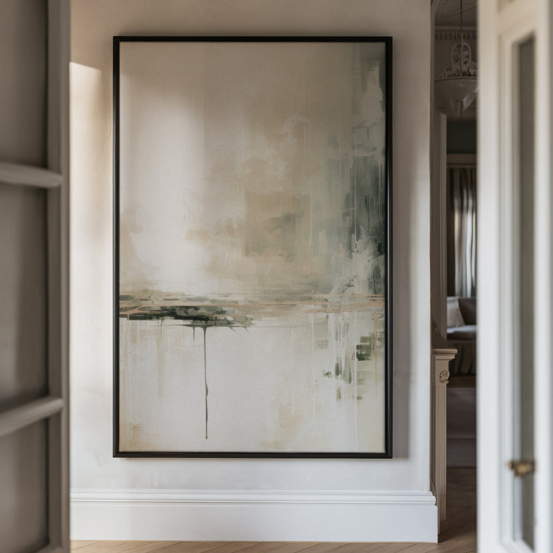 Canvas Wall Art Stretched Over Wooden Frame with Floating Frame and Lake Abstract Painting CV4190 - Al Rugaib Furniture