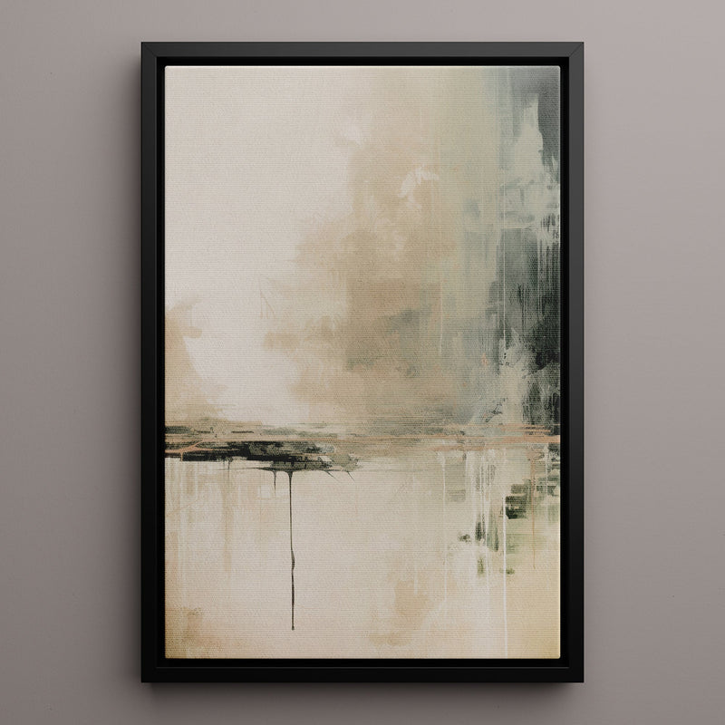 Canvas Wall Art Stretched Over Wooden Frame with Floating Frame and Lake Abstract Painting CV4190 - Al Rugaib Furniture