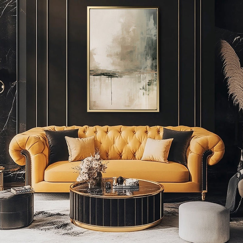 Canvas Wall Art Stretched Over Wooden Frame with Floating Frame and Lake Abstract Painting CV4190 - Al Rugaib Furniture