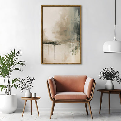 Canvas Wall Art Stretched Over Wooden Frame with Floating Frame and Lake Abstract Painting CV4190 - Al Rugaib Furniture