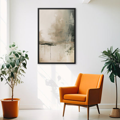 Canvas Wall Art Stretched Over Wooden Frame with Floating Frame and Lake Abstract Painting CV4190 - Al Rugaib Furniture