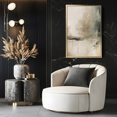 Canvas Wall Art Stretched Over Wooden Frame with Floating Frame and Lake Abstract Painting CV4190 - Al Rugaib Furniture