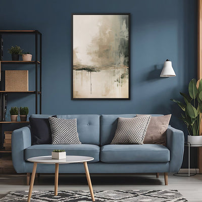 Canvas Wall Art Stretched Over Wooden Frame with Floating Frame and Lake Abstract Painting CV4190 - Al Rugaib Furniture