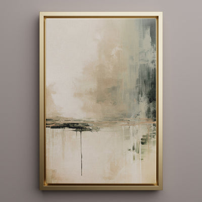 Canvas Wall Art Stretched Over Wooden Frame with Floating Frame and Lake Abstract Painting CV4190 - Al Rugaib Furniture