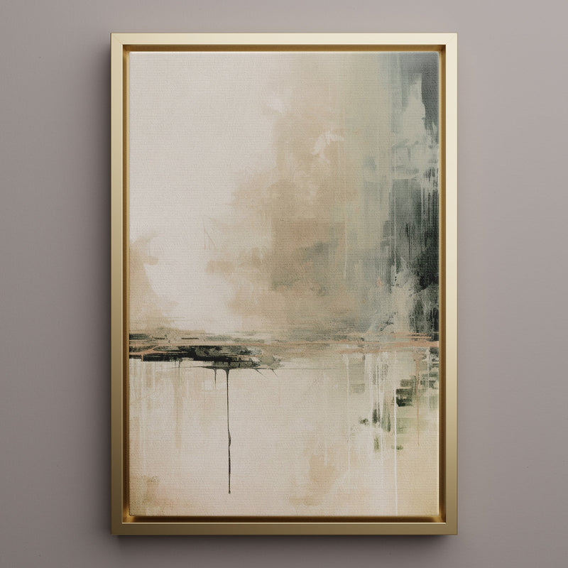 Canvas Wall Art Stretched Over Wooden Frame with Floating Frame and Lake Abstract Painting CV4190 - Al Rugaib Furniture