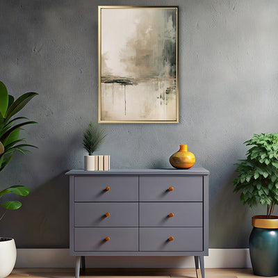 Canvas Wall Art Stretched Over Wooden Frame with Floating Frame and Lake Abstract Painting CV4190 - Al Rugaib Furniture