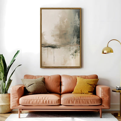 Canvas Wall Art Stretched Over Wooden Frame with Floating Frame and Lake Abstract Painting CV4190 - Al Rugaib Furniture