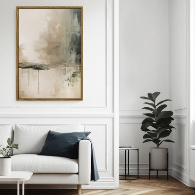 Canvas Wall Art Stretched Over Wooden Frame with Floating Frame and Lake Abstract Painting CV4190 - Al Rugaib Furniture